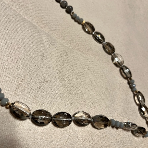 Kevia Vie Boheme Necklace Beads Pendant Statement Geode Tassel grey New - Picture 4 of 7